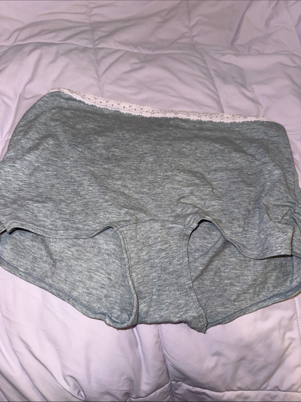 NWT PINK Victoria’s Secret Gray Drama Queen Pink Lace Trim Boy Short Panty